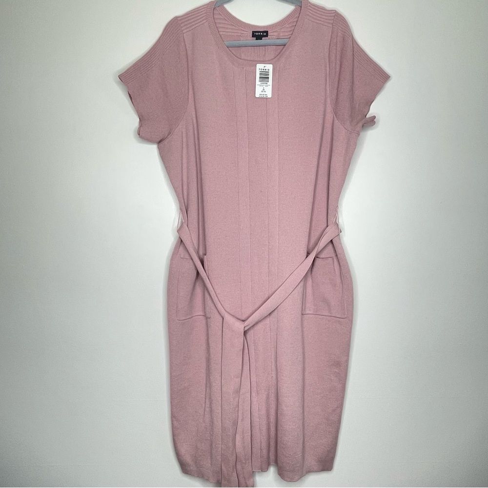 Torrid Mauve Pink‎ Sweater Knit Self Tie Shift Dress